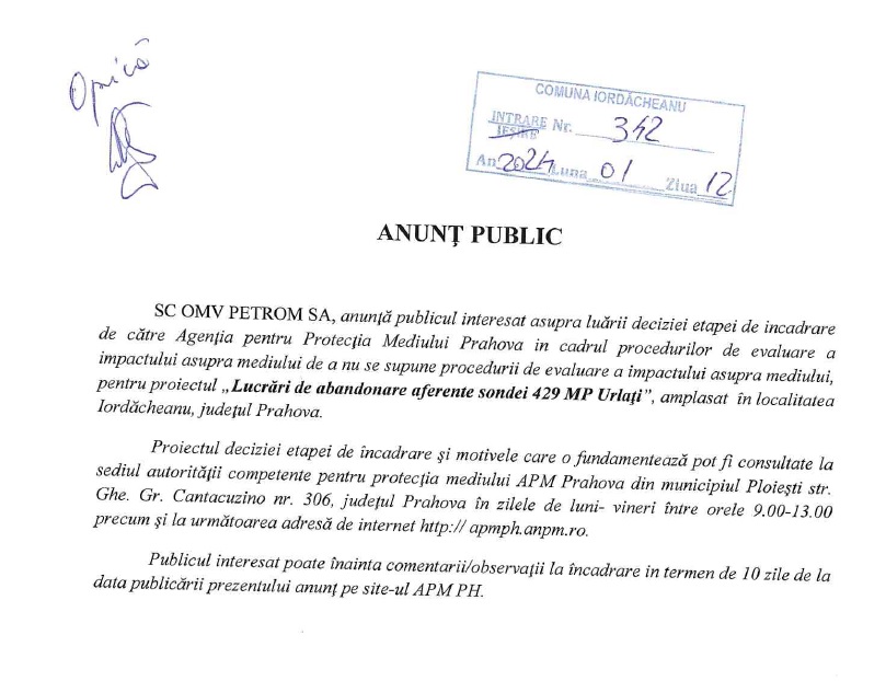 Anunt Public 12.01.2024 Iordacheanu